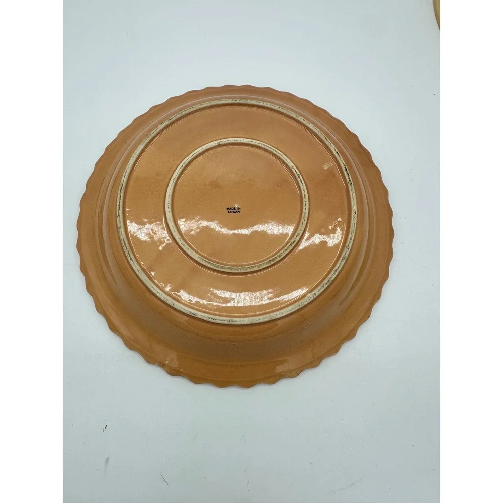 Betty Crocker Blueberry Pie Keeper Ceramic Lidded Dish Vintage Tan Blue 10.5in